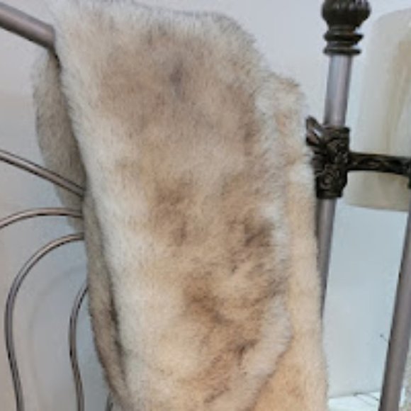 Vintage Faux Wolf Fur Throw